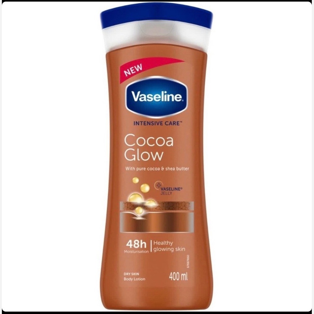 لوسیون بدن وازلین Vaseline مدل Cocoa Glow رایحه کاکائو حجم 400 میل برند Vaseline