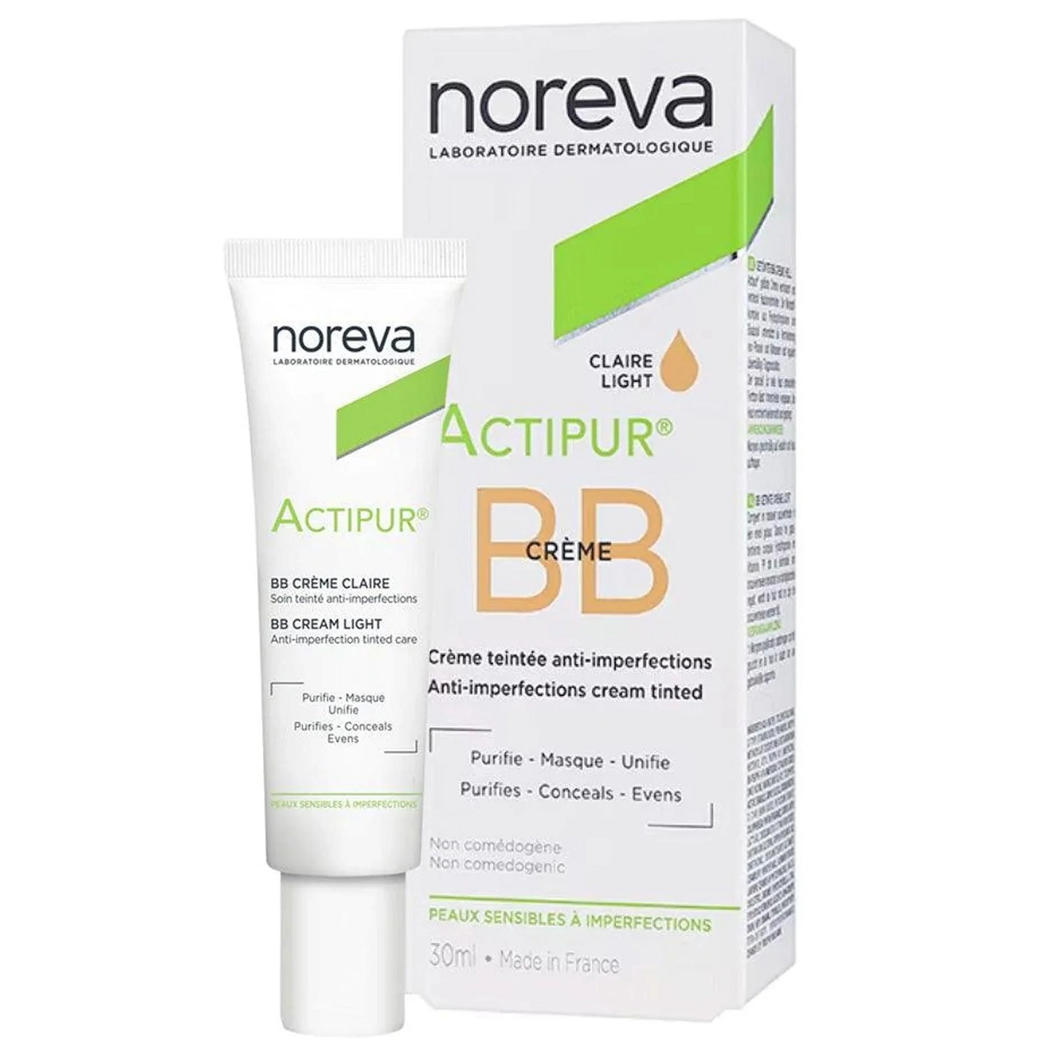 بیبی کرم ضد جوش نوروا NOREVA ACTIPUR BB CREME رنگ روشن Claire light حجم 30 میل