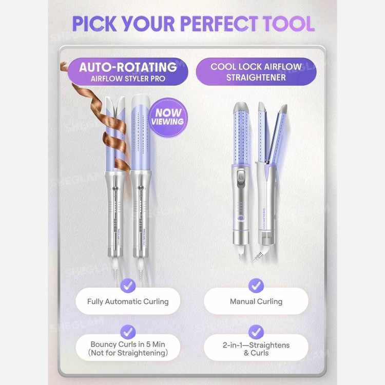 شیگلم بنفش کرلی و اتومو مدل Airflow Styler Pro اصلی و اورجینال